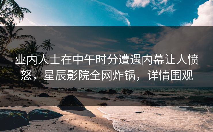 业内人士在中午时分遭遇内幕让人愤怒，星辰影院全网炸锅，详情围观