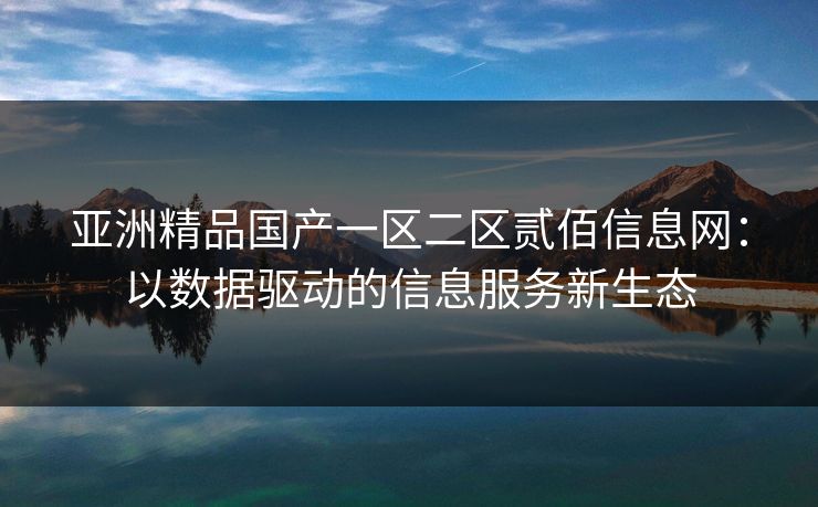 亚洲精品国产一区二区贰佰信息网：以数据驱动的信息服务新生态