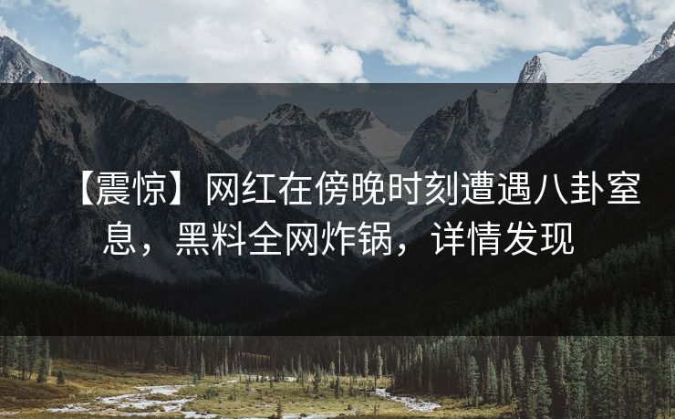 【震惊】网红在傍晚时刻遭遇八卦窒息,黑料全网炸锅,详情发现